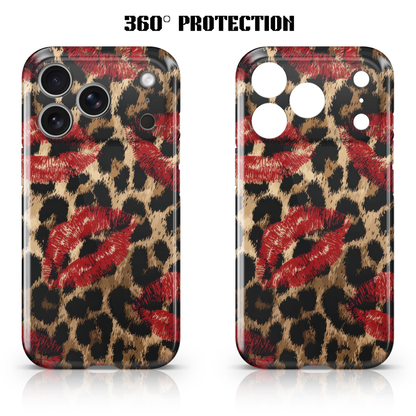 Leopard Print Red Lips phone Case