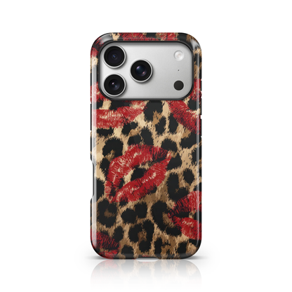Leopard Print Red Lips phone Case